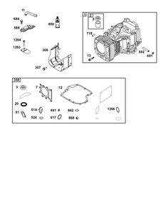 Cylinder Group Diagram and Parts List for 31Q507-0014-H5 200000 - 399999 Briggs and Stratton Engine